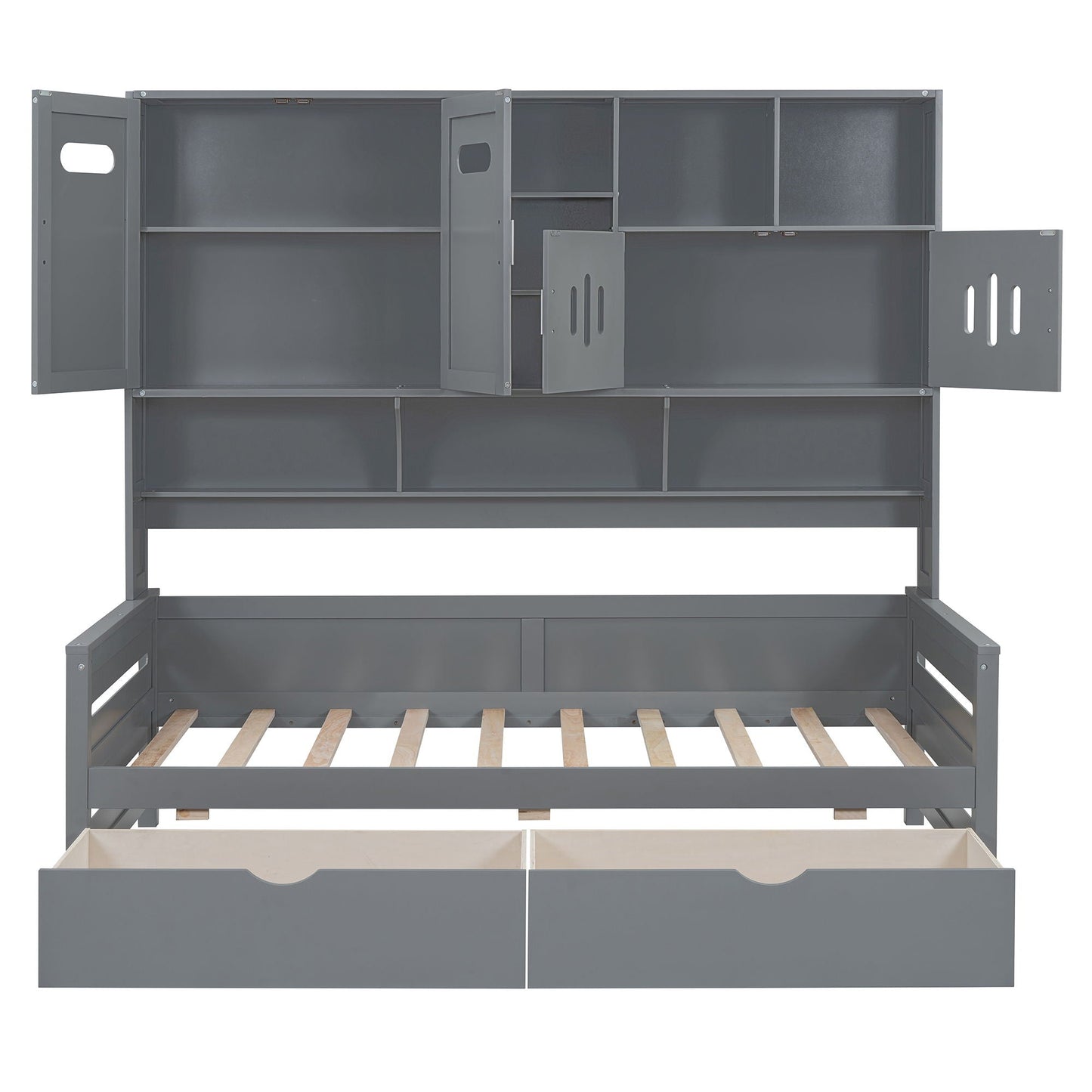 Daybed With All-In-One Cabinet And Shelf