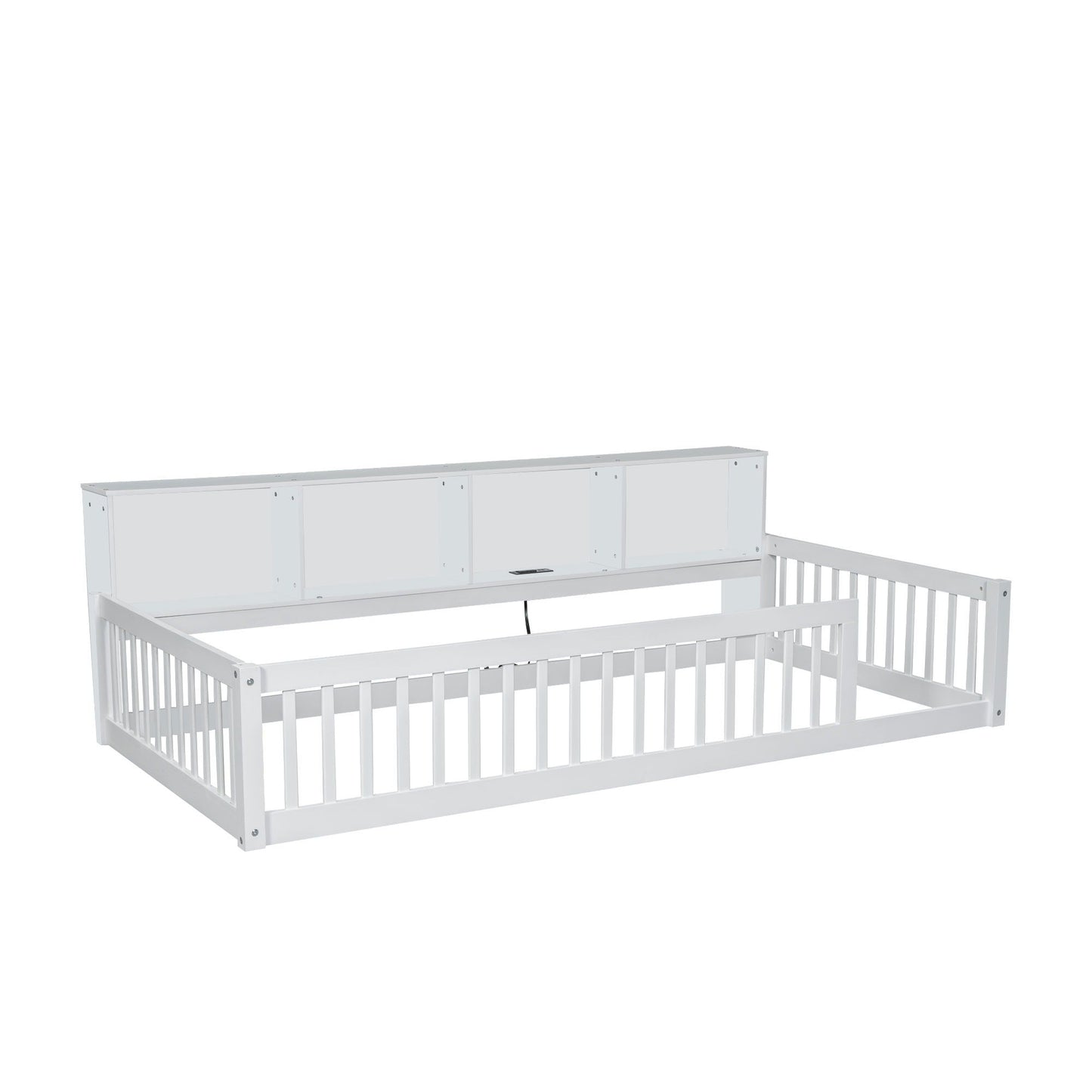 Floor Bed With Storage Cabinets And USB Ports