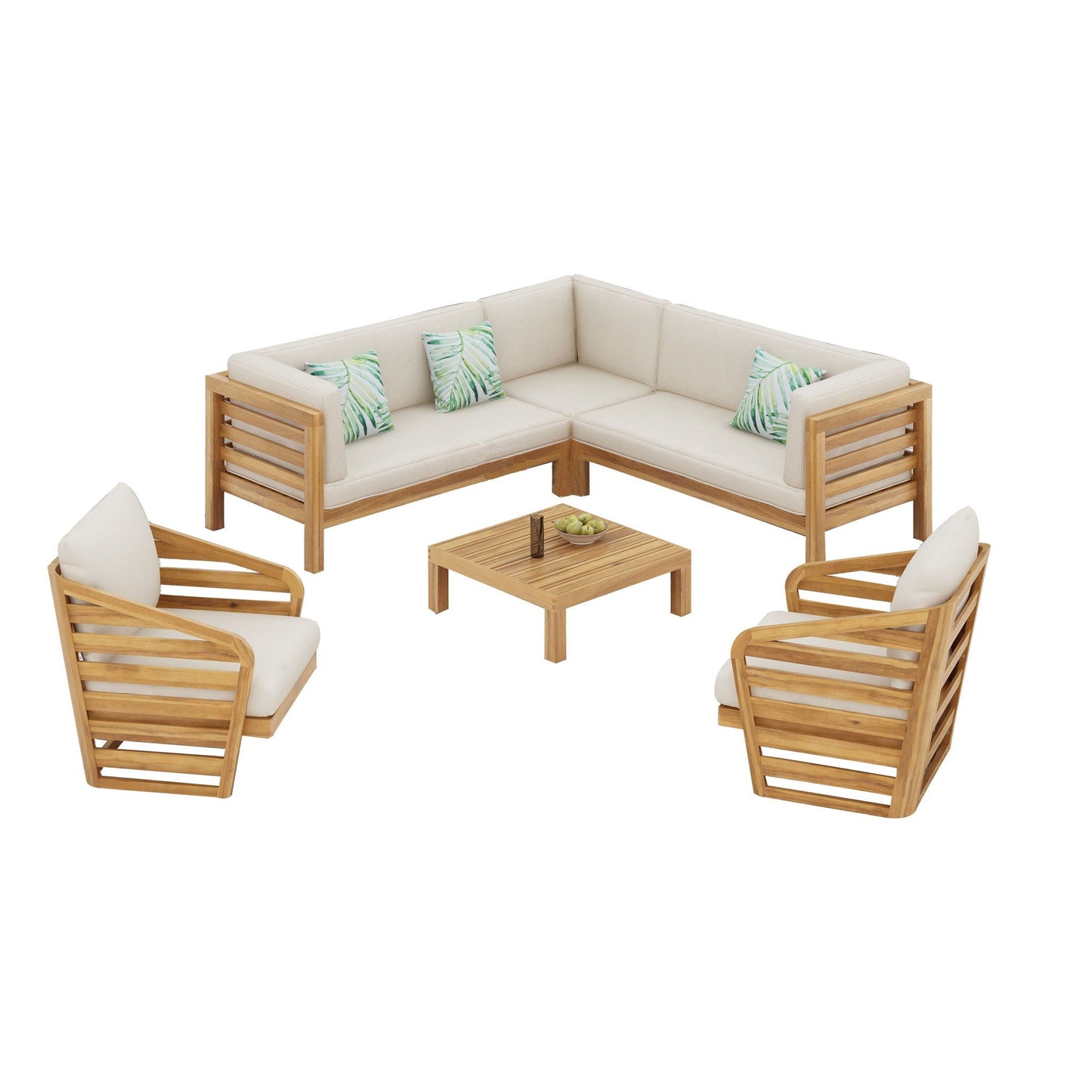 Royal Acacia 6-Piece Sofa Sectional Set - Beige