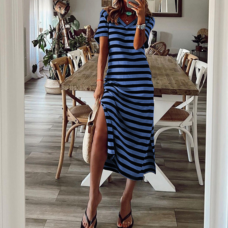 Women's Plus Size Printed Slit Loose Hem Dress