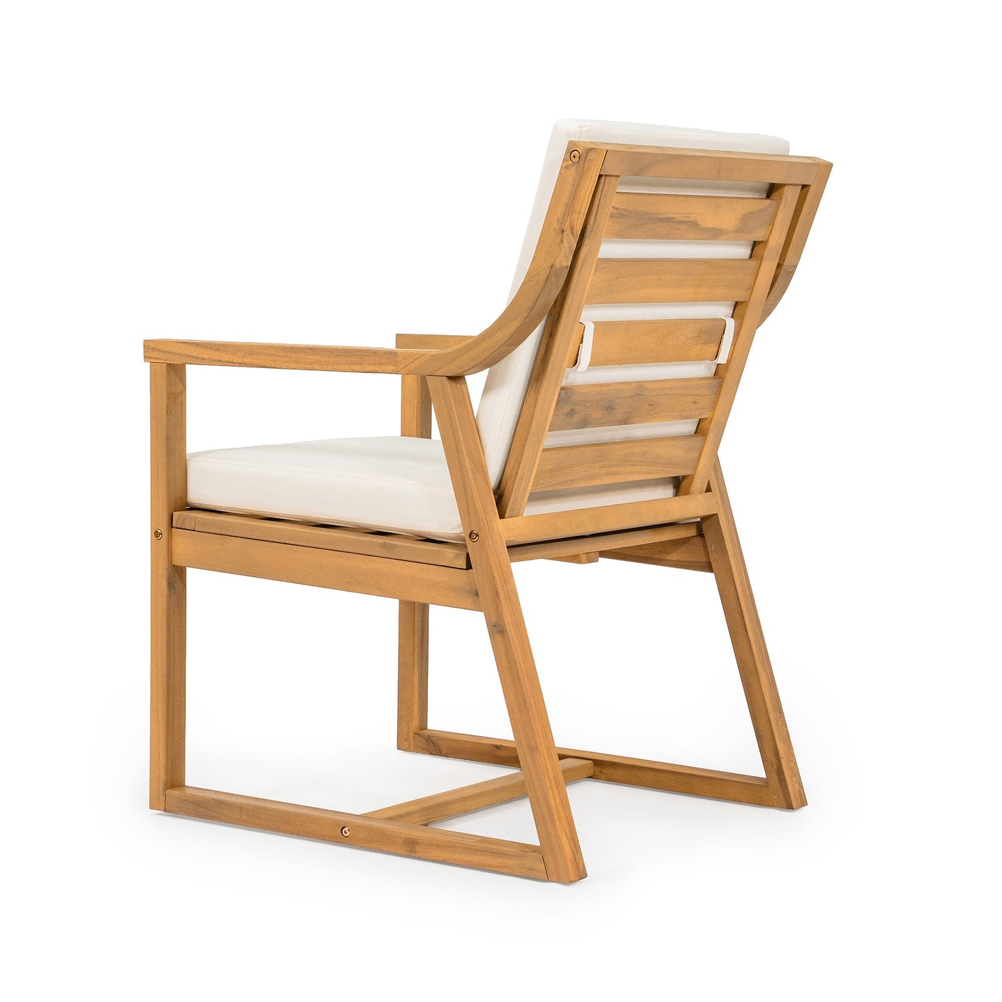 TREXM Patio Dining Chair Set of 2, Wood Outdoor Armchairs with Removable Cushions