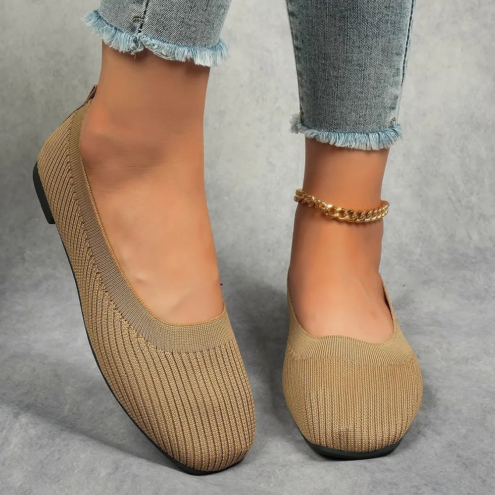 Flat bottomed lazy single shoe women's flying woven breathable casual versatile bean shoes