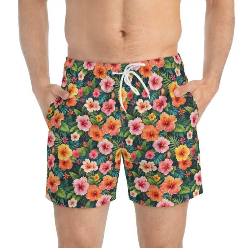 Ocean State Styles VivaTrend Floral Patterned Swim Trunks