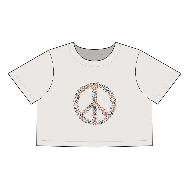Ocean State Styles T Shirt Floral Peace Sign Crop Tee
