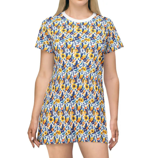 Ocean State Styles FloraWear Floral Print T Shirt Dress