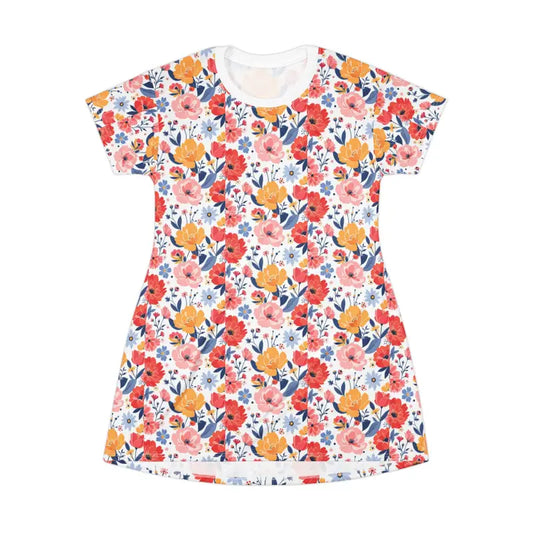 Ocean State Styles T Shirt Dress Floral Print Womens