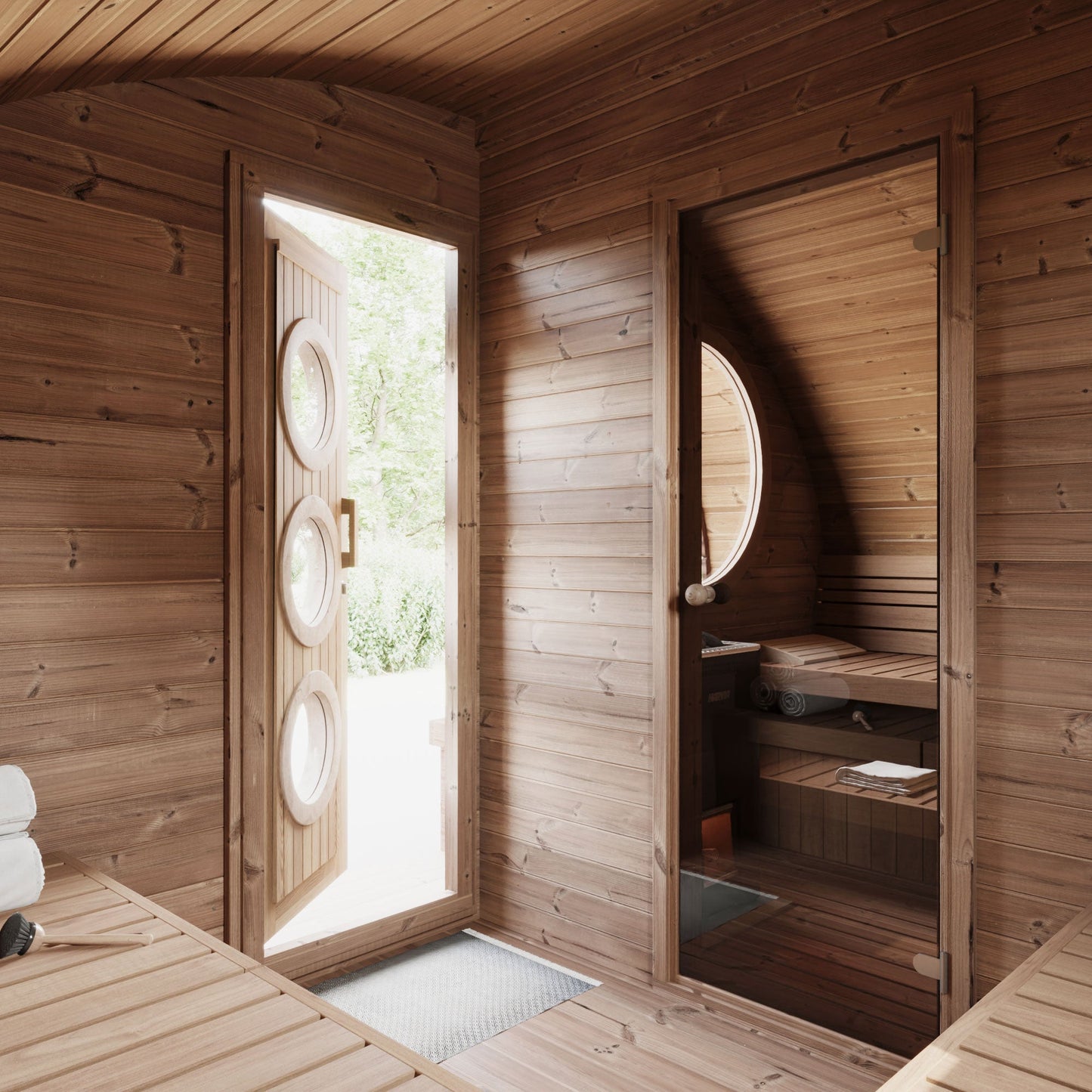 SaunaLife Model G11 Garden-Series Outdoor Home Sauna Kit -2 Room Sauna
