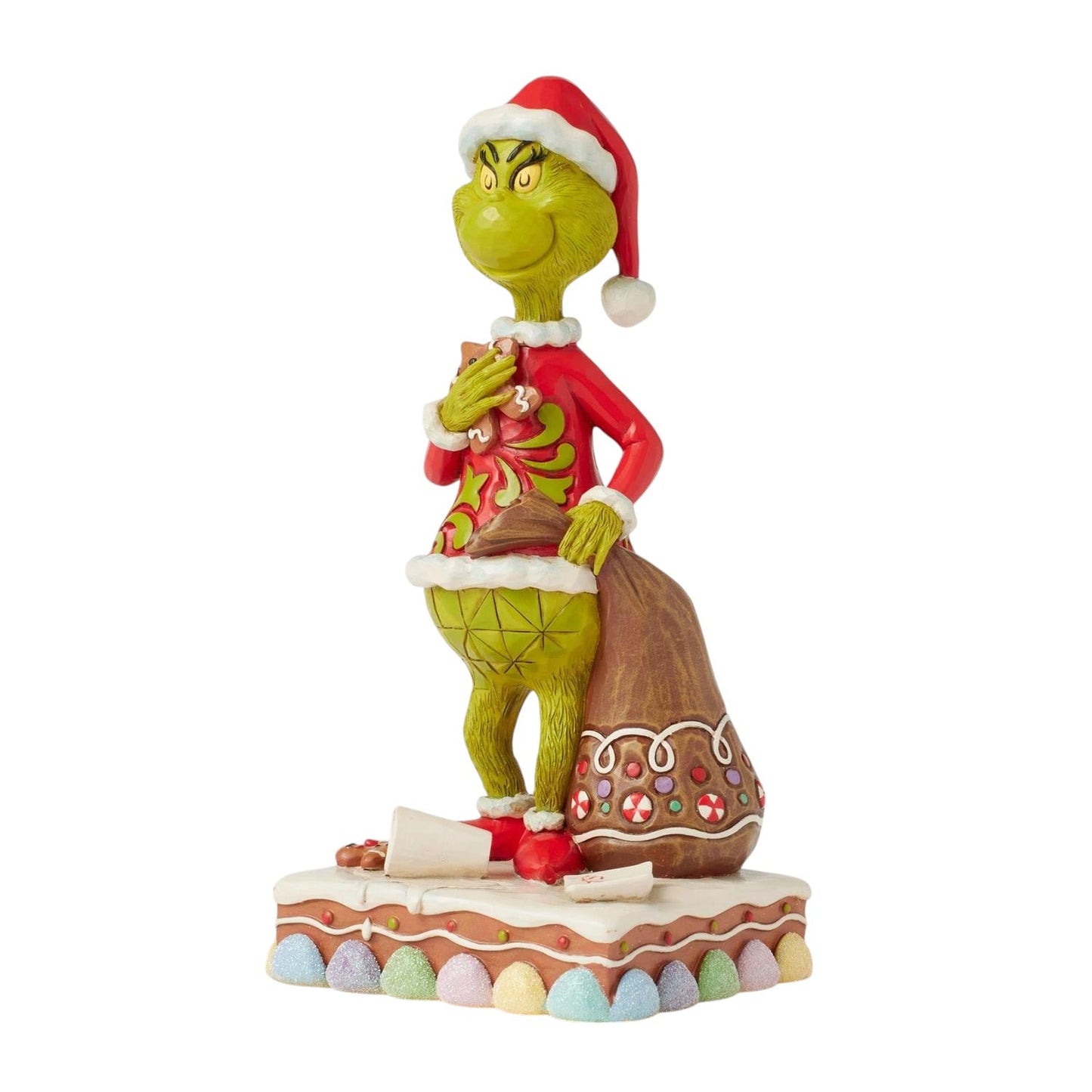 Grinch Eating Gingerbread Cookie and Milk