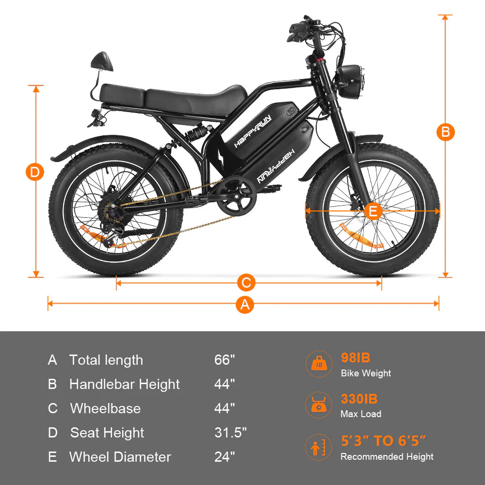 HappyRun G70 2000W Dual Battery Fast Electric Cargo Bike