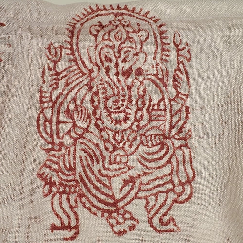 Om Print White Scarf Spiritual Symbol Boho Lightweight