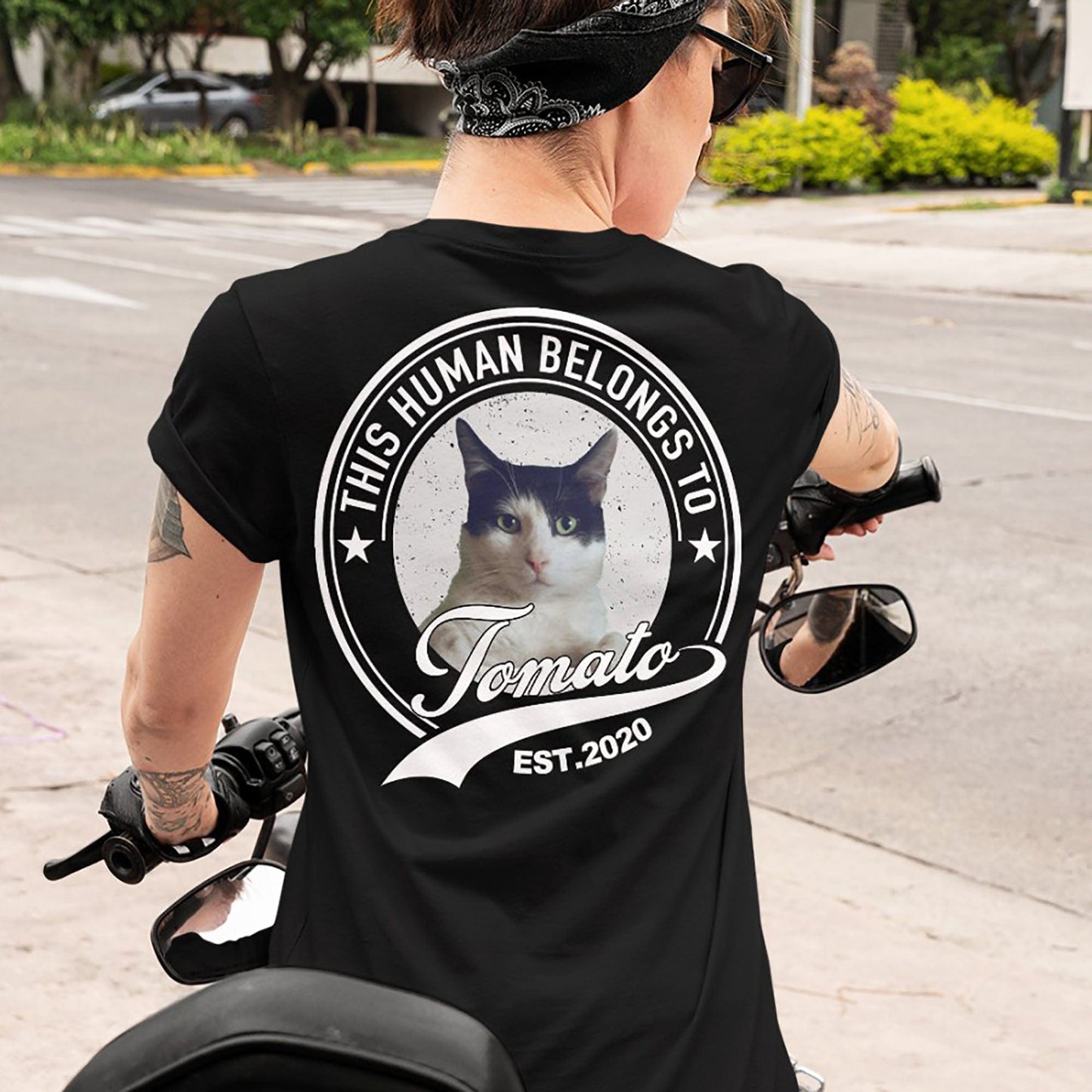 Human Belongs To Dog Cat Personalized Custom Photo Dog Cat Pet Backside Shirt C251N
