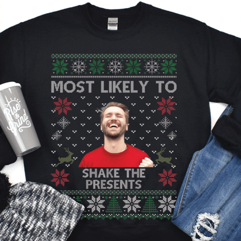 Most Likely Family Custom Photo Christmas Sweater