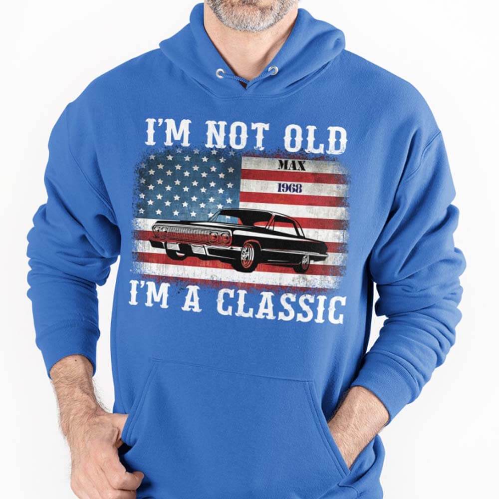 I'm Not Old Classic Car American Flag Birthday Shirt