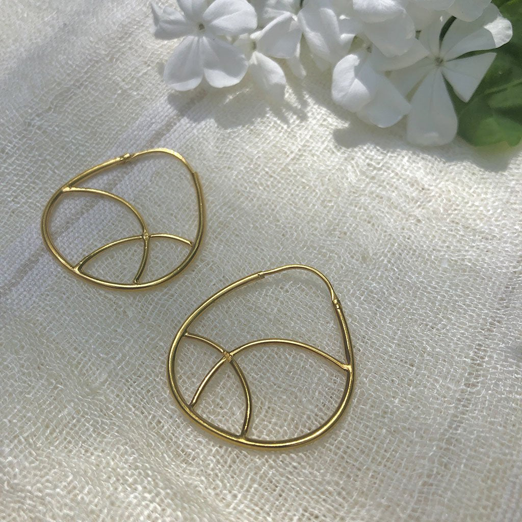 Geometric 24K Gold Plated Hoop Earrings 3cm Sterling Silver Plated Handmade