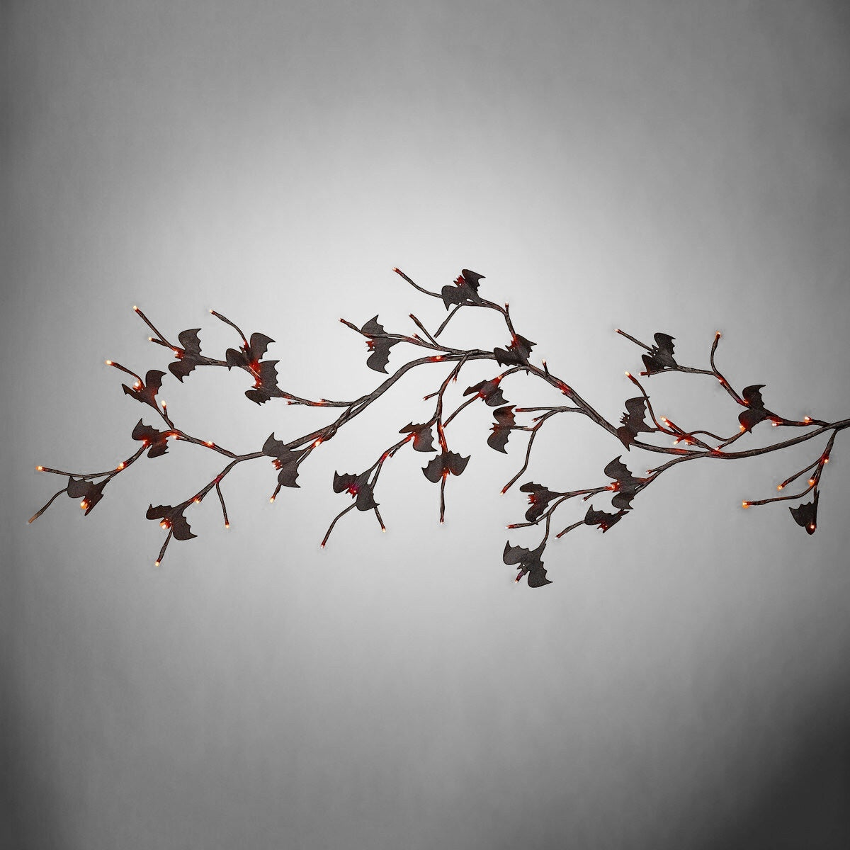 Orange Lighted Halloween Black Garland
