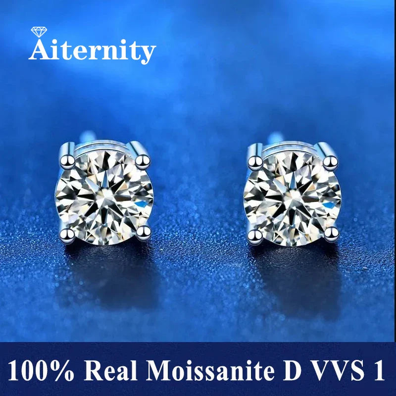 GRA Certified 100% Moissanite Earrings 925 Sterling Silver Studs For Women