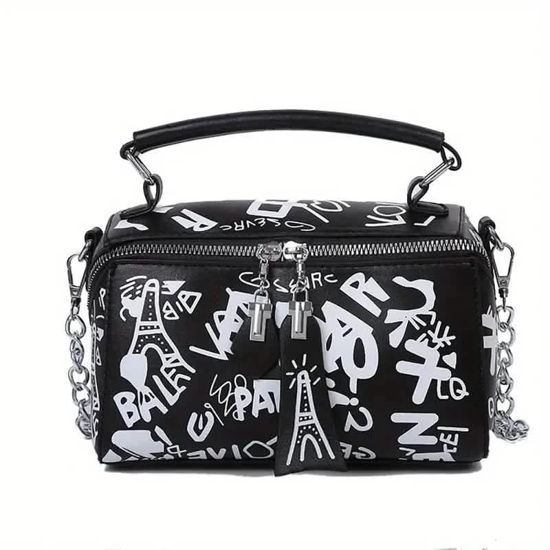 Graffiti Trendy Chain Crossbody Bag for Women