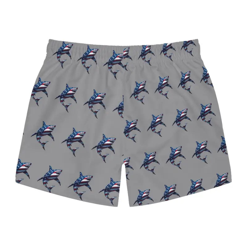 Ocean State Styles Swim Trunks Patriotic Shark Print Men