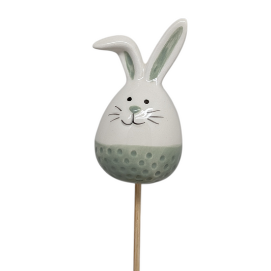 Ceramic Easter Bunny Floral Pick - Sage