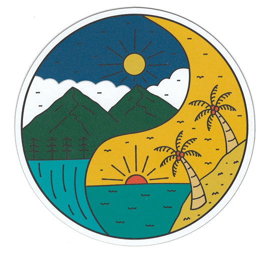 Large Flex Magnet - Yin Yang - Mountains and Beach