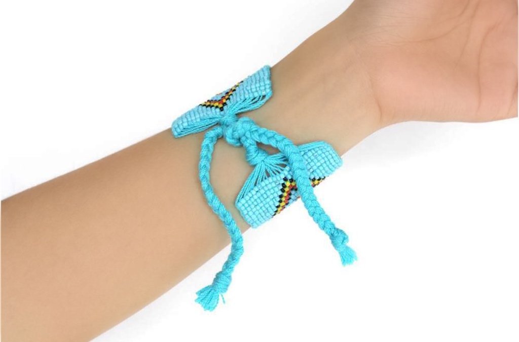 Geometric Beaded Cuff Bracelet Handmade Hmong Tribal Boho Glass Beads