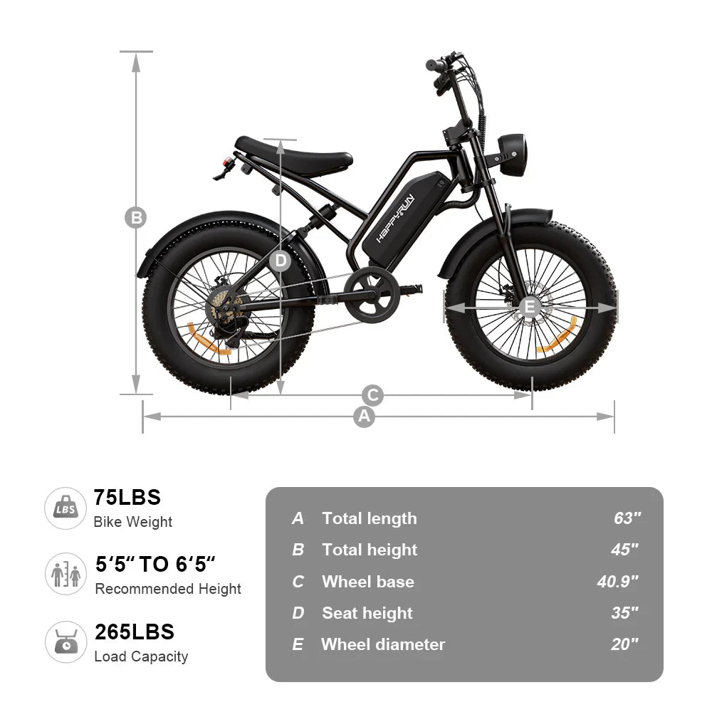 HappyRun Tank G50 City Electric Bike - Black