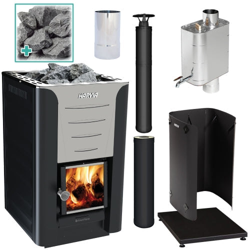 Harvia Pro 20 Wood-Burning Sauna Stove Package, 24kW