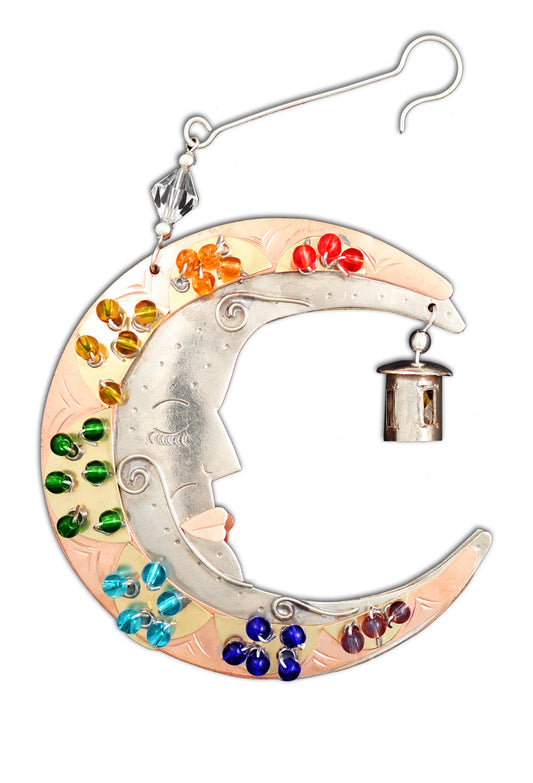 Rainbow Moon - Metal Ornament