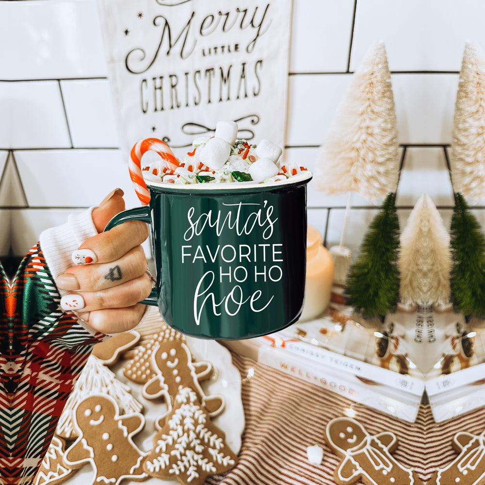 Ho Ho Hoe Holiday Mug 14.5oz Ceramic Campfire Style Double Sided Red Or Green Microwave Safe