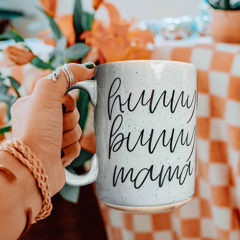 Hunny Bunny Mama Ceramic Mug 16oz Large Pastel Coffee Cup Blue Pink