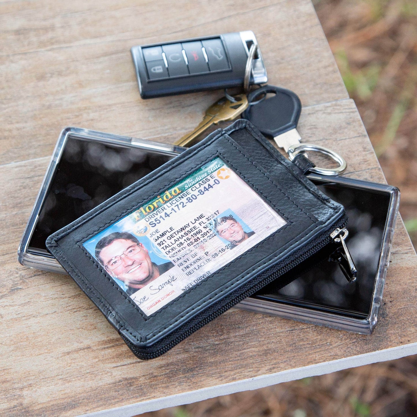 RFID Wallet Dual Portrait ID Leather Badge Holder