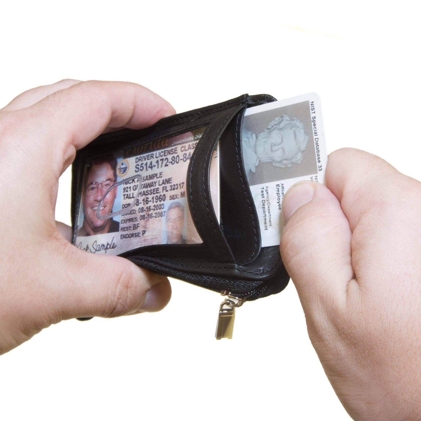 RFID Wallet Dual Portrait ID Leather Badge Holder