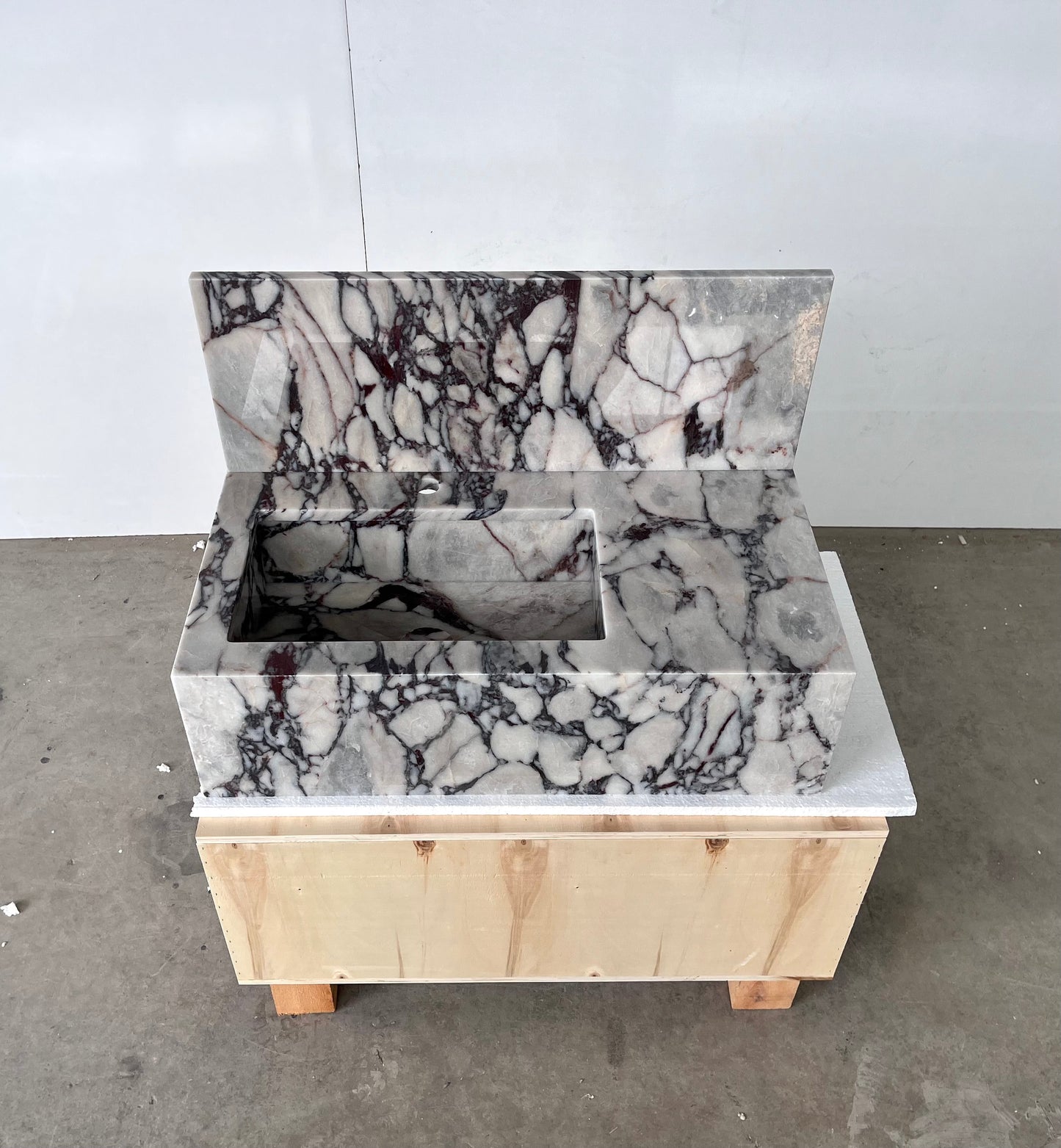 HANDCRAFTED CUSTOM CALACATTA VIOLA MARBLE SINK (NS-081)