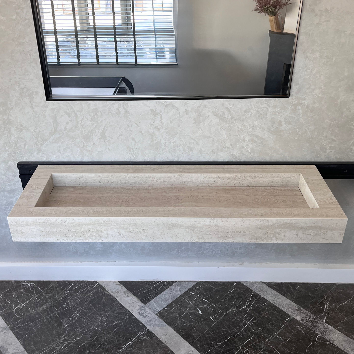 HANDCRAFTED INFINITY TRAVERTINO CHIARO HIGH ENGINEERED PORCELAIN SINK (ES-076)