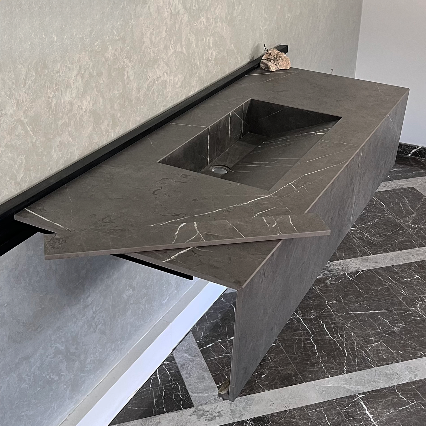 HANDCRAFTED INFINITY PIETRA GREY HIGH ENGINEERED STONE SINK (ES-100)