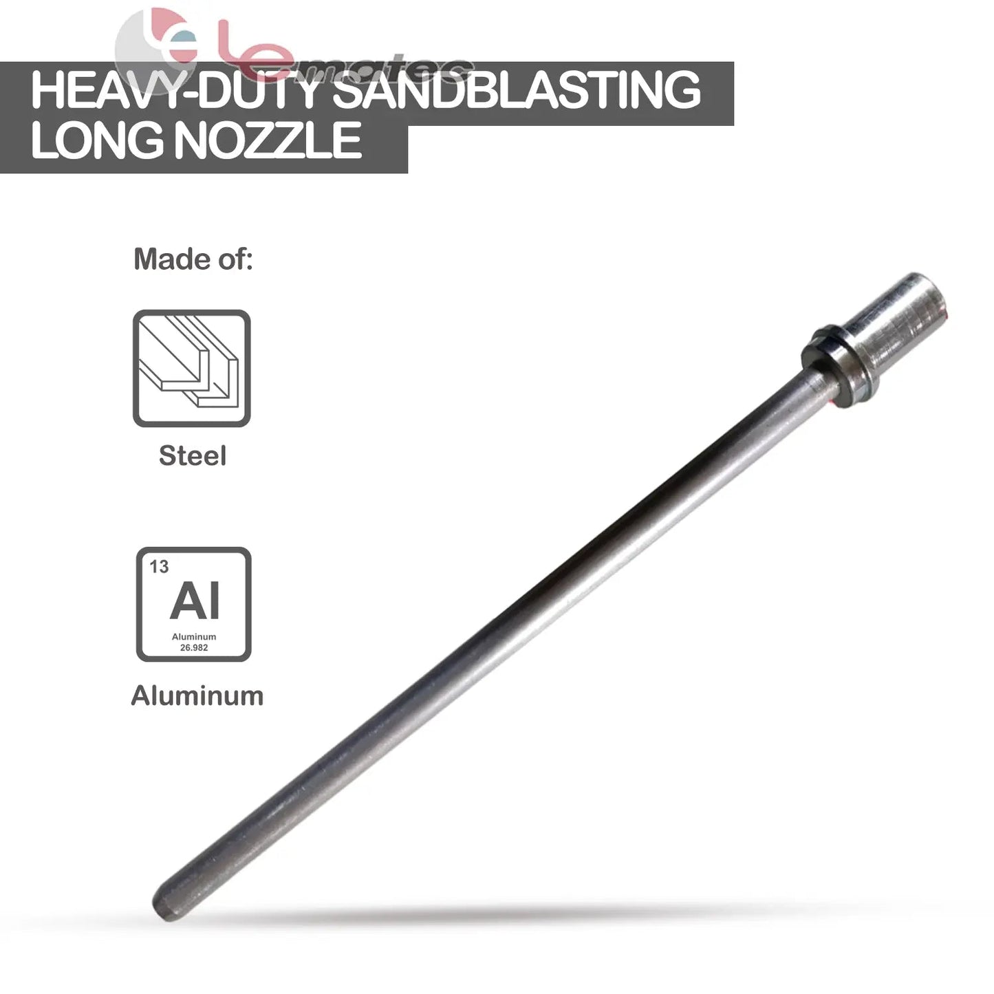Professional Long Nozzle Attachment - 16.5cm Steel & Aluminum for Precision Blasting
