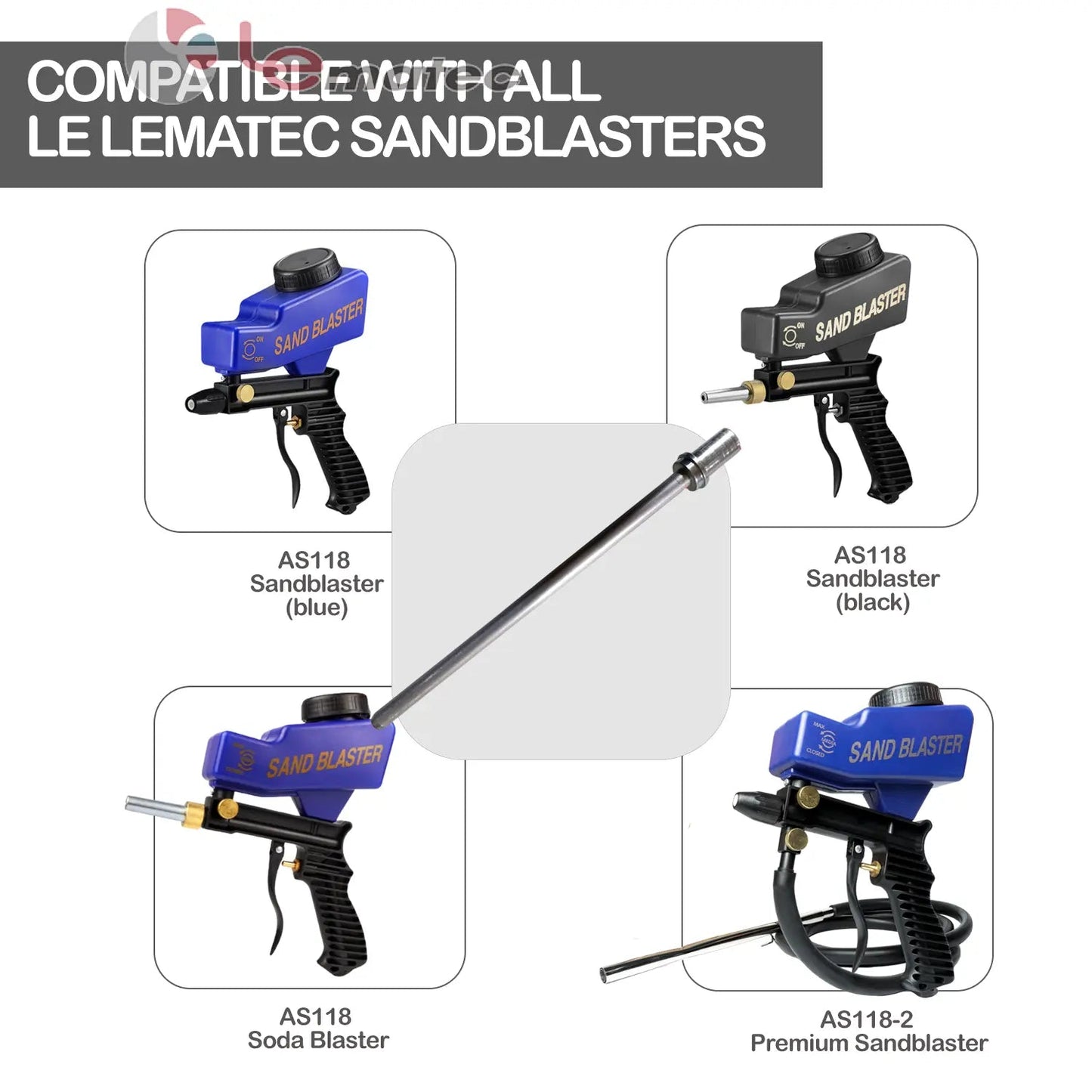 Professional Long Nozzle Attachment - 16.5cm Steel & Aluminum for Precision Blasting