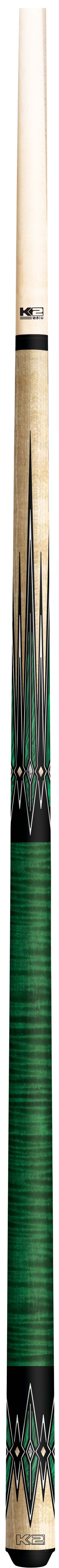 K2 Cue Gloss Birdeye Green/Black Points, Wrapless