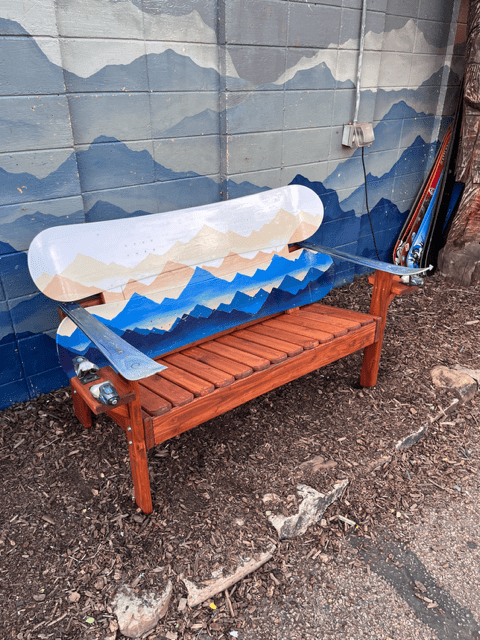 Colorado Ski Furniture Mystic Mountain Mural Snowboard Bench
