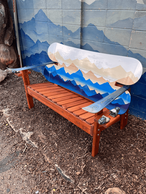 Colorado Ski Furniture Mystic Mountain Mural Snowboard Bench