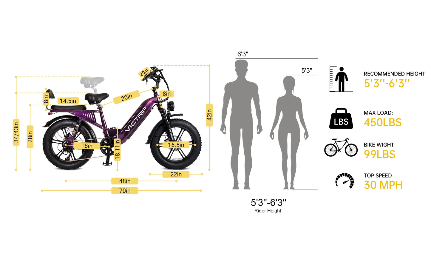 Victrip Mimas Torque Sensor Step Thru EBike with Rack and Fender