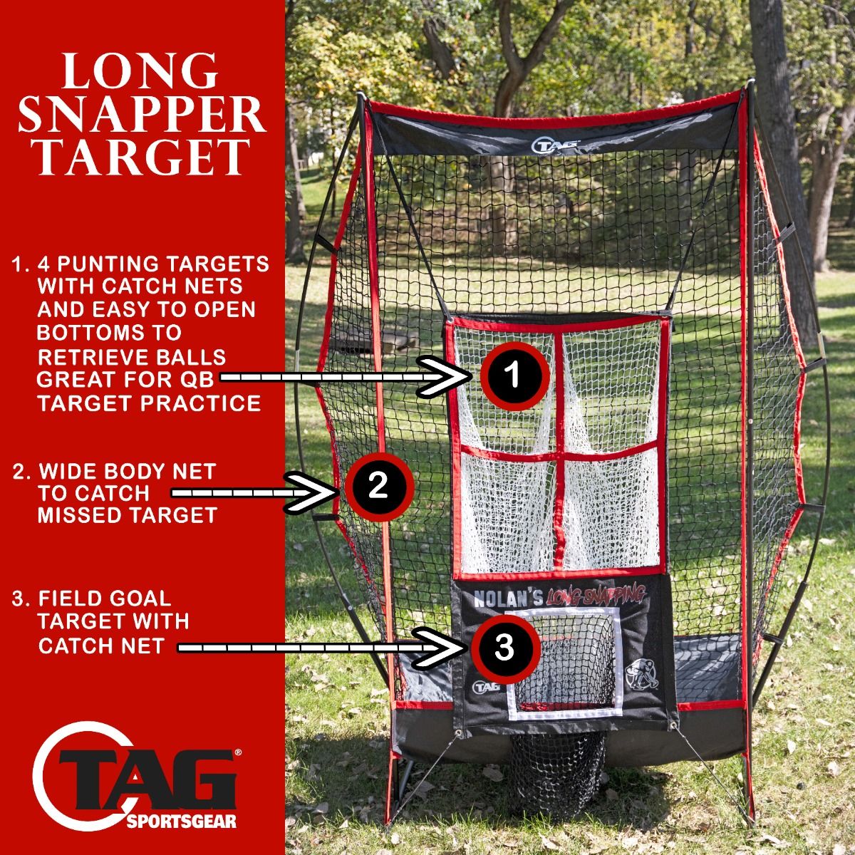 TAG Sports TPKN200 Portable Kicking Net - Nolan's Longsnapping Approved