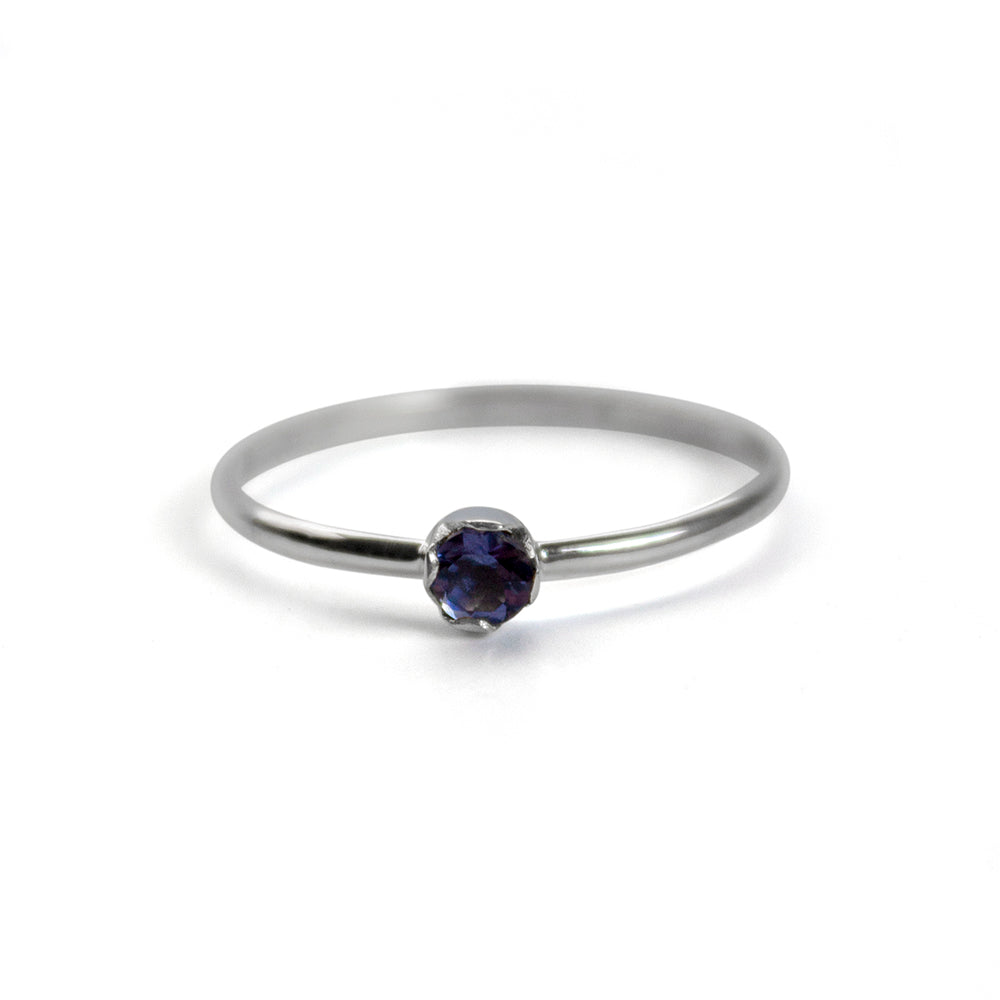 Iolite Sterling Silver Ring Delicate Minimalist Band