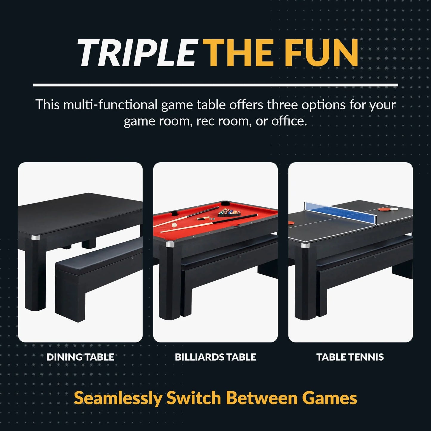 Hathaway Park Avenue 7-ft Pool Table Combo Set with Benches