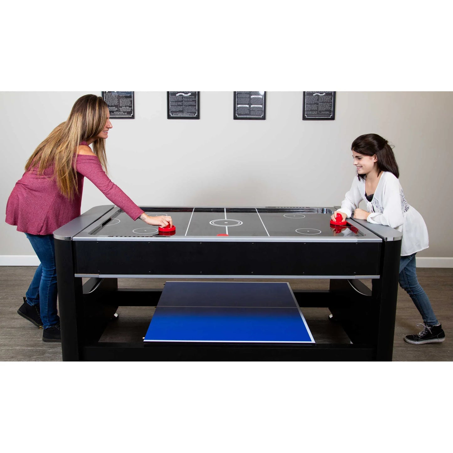 Hathaway Triple Threat 6-ft Air Hockey 3-in-1 Rotating Multi-Game Table and Cabinet
