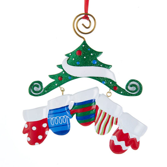 Dangling Mittens Family Ornament- Family of 5