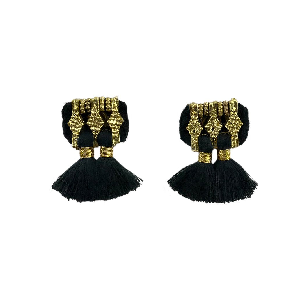Jhumka Tassel Earrings Boho Handmade Cotton Tassels Zinc Alloy 4 Colors