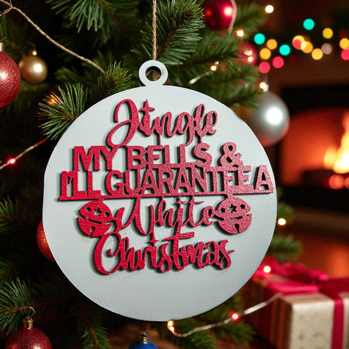 Handcrafted Wooden Christmas Ornaments Set Jingle Bells 12 Colors 3D