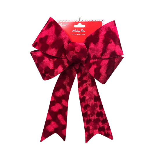 Luxurious Deep Red Holiday Bow 17" x 12"
