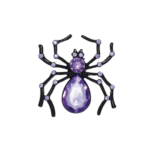 Purple Crystal Spider Pin
